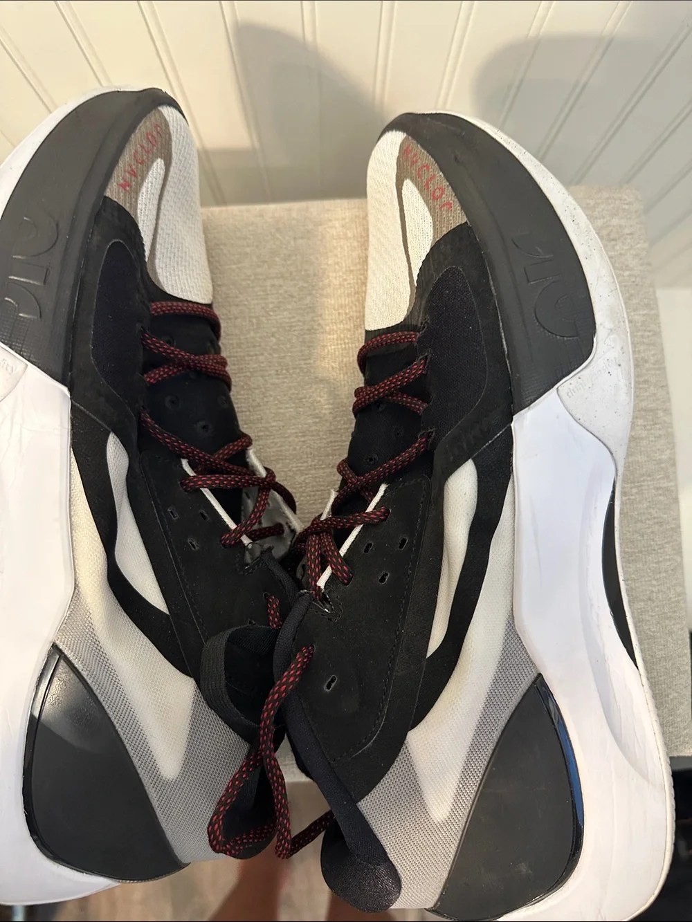 Nike Air Jordan Zoom Seperate Black and White Sneakers with Red Accents
